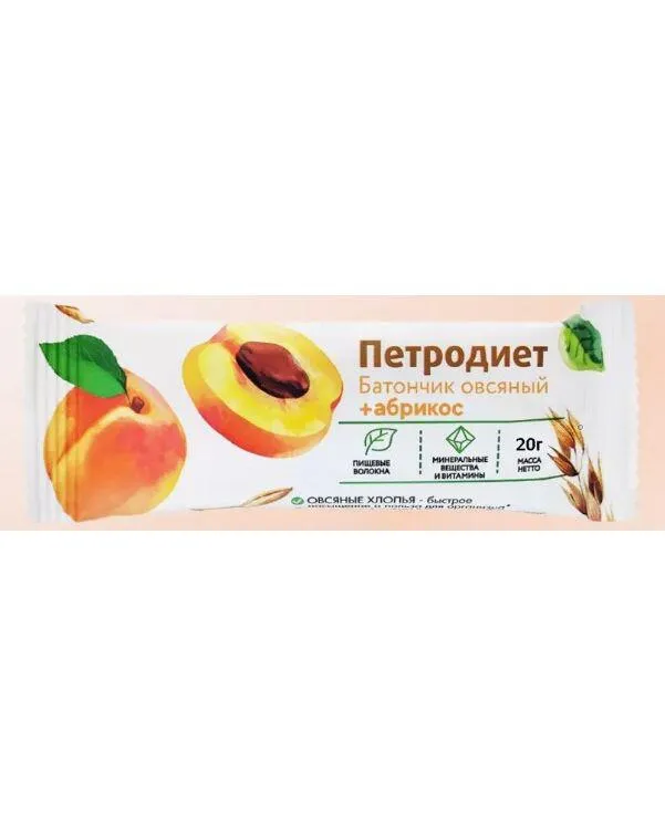 Батончик овсяный Петродиет с абрикосом,20гр*30шт