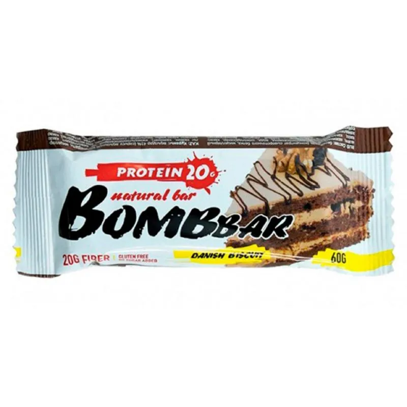 Батончик "BOMBBAR" неглазир-ый "Датский бисквит" 60 гр/20 шт