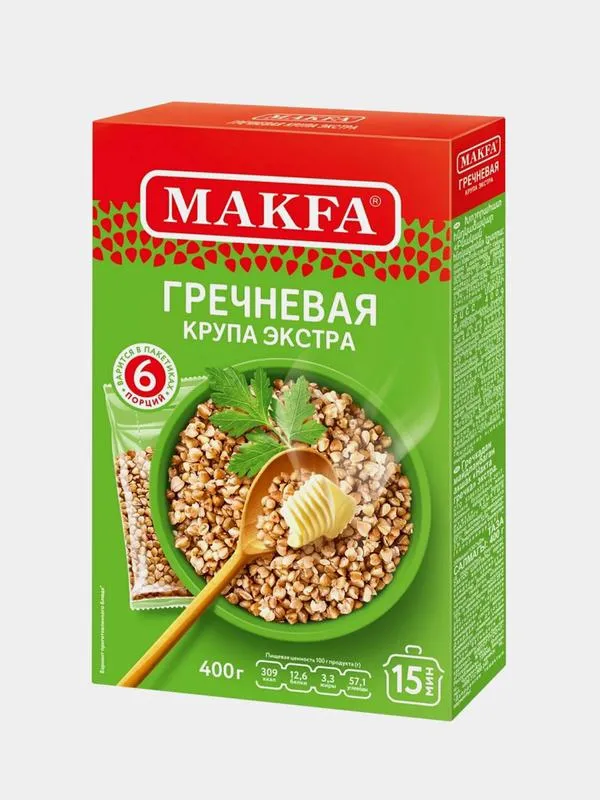 ИП Вискиев, Гречневая крупа экстра "МАКФА" 400гр., 9шт/Коробка